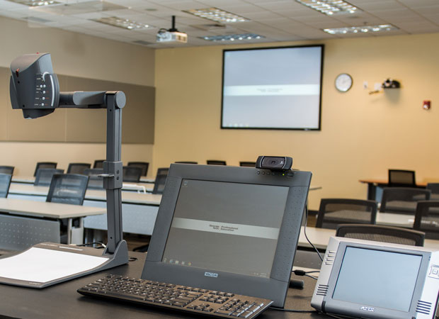 Georgia Tech-Savannah classroom showing the audio and visual control panel