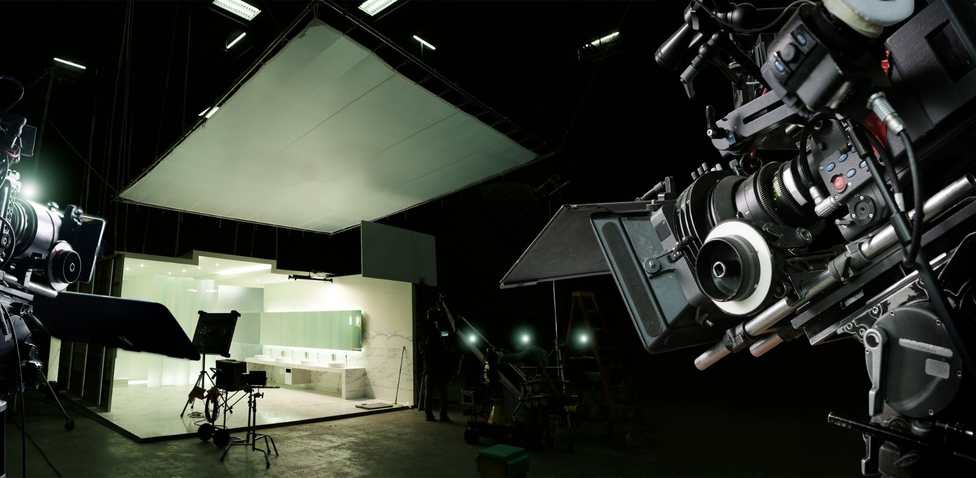 Behind the scenes of making of movie and TV commercial.
